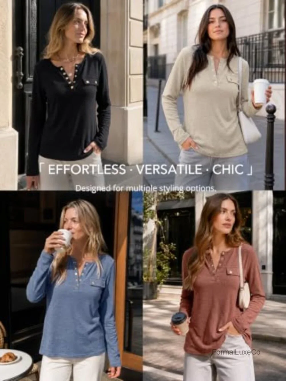 Long Sleeve Henley Shirts Dressy Casual Tops Lightweight Fall Sweater